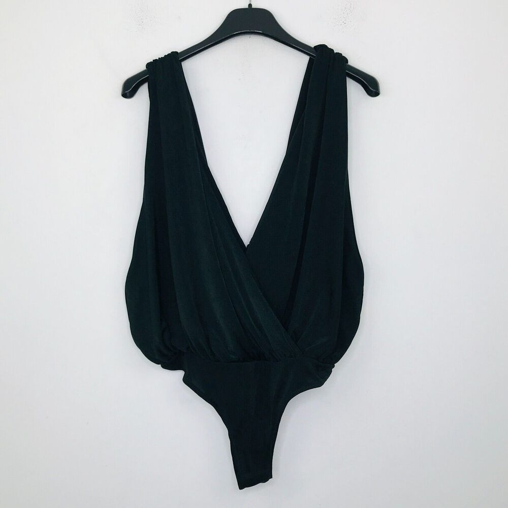 Intimately Free People Women's Small Bodysuit Black Night Owl Surplice NWT CM5